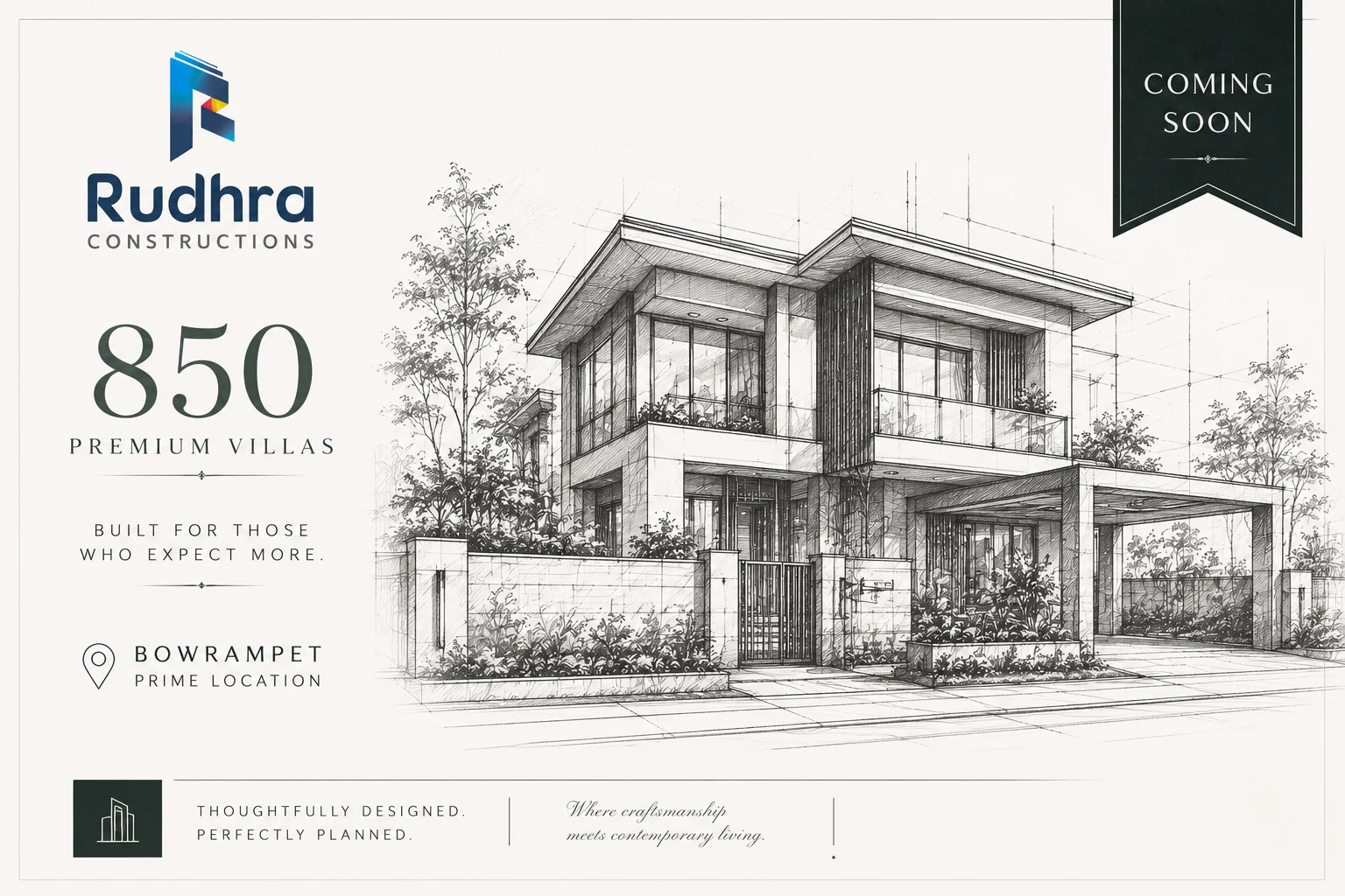 Architectural concept sketch for the upcoming villa community